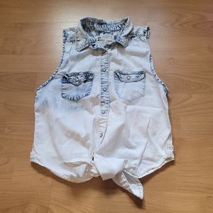 Denim tie front shirt